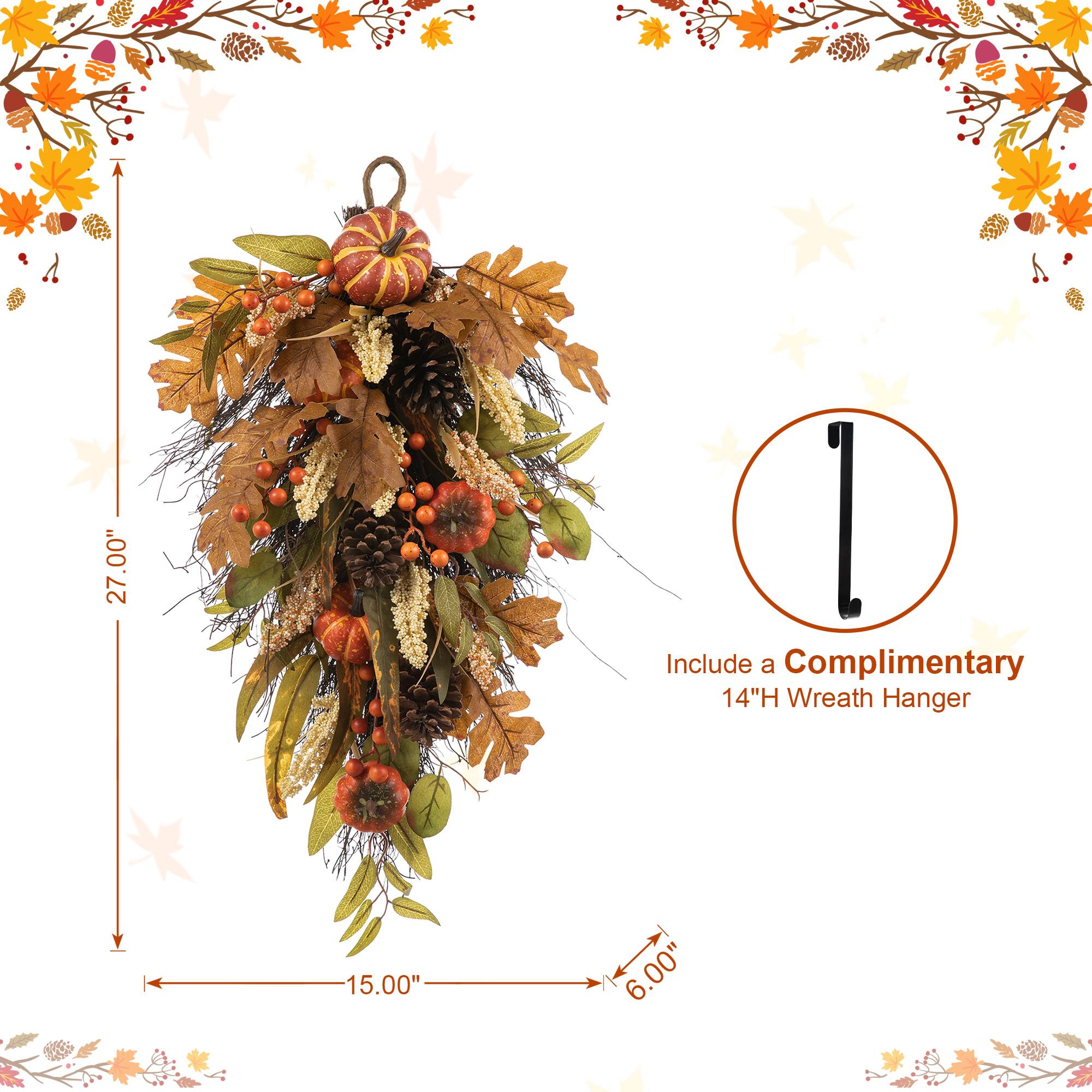 Glitzhome® 27" Fall Pumpkin Leaf Swag